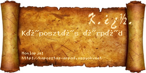 Káposztás Árpád névjegykártya